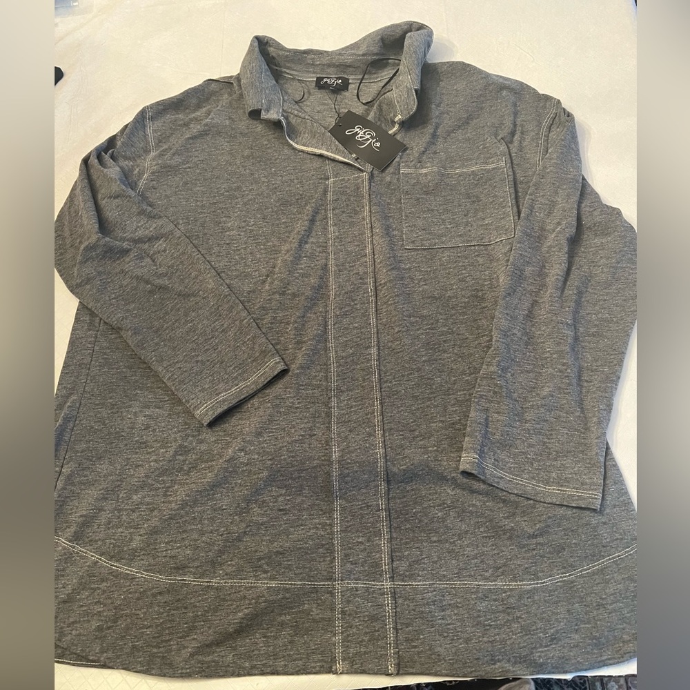 Gigio NWT womens large grey cotton knit shirt